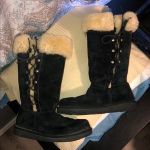 Women’s Authentic Tall UGG Boots Sz 8 Black/Cream